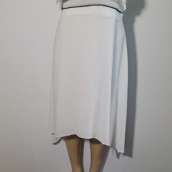 New WT BCBGMaxAzria White High Low Handkerchief Hem Chiffon Dress Size M - Picture 8 of 13